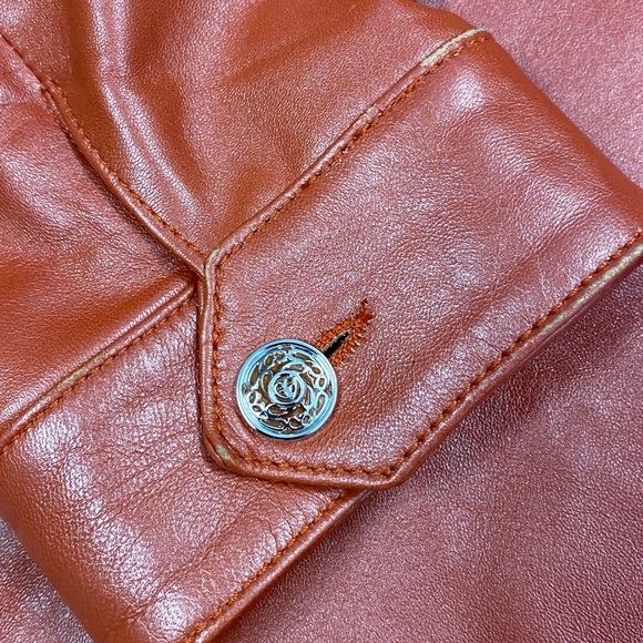 Griffith Gray by St. John Rust/Salmon Leather Jacket - Picture 4 of 11